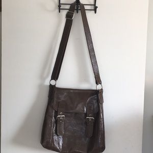 Boden brown patent leather purse